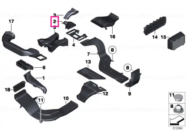 Premium Air duct, rear compartment, lower left - BMW