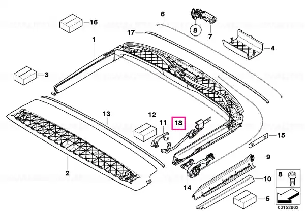Locking hook, convertible top - BMW - Mini Plată securizată