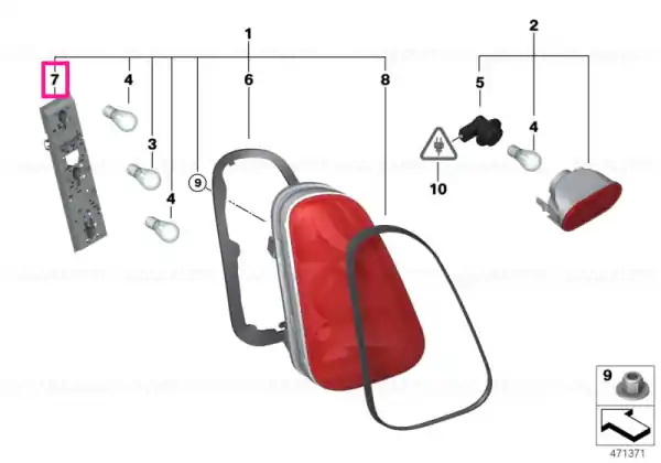 Bulb socket, rear left light - BMW - Mini Plată securizată