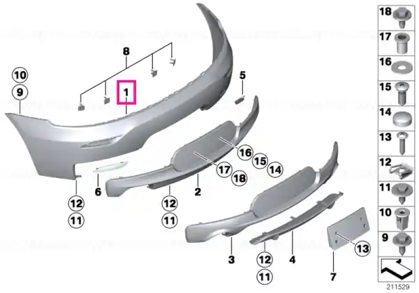 Mai ieftin Panel, bumper, primed, rear -M- / PDC - BMW