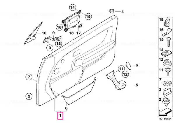 Expediere rapidă Panou trim usa stanga D7TT SW/GRAU - BMW