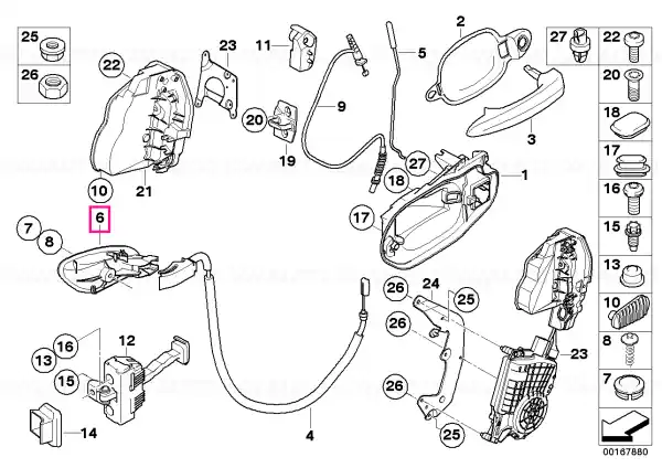 Door handle inner right SCHWARZ - BMW Preferatul clienților