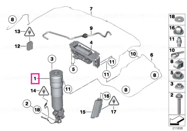 Retur gratuit RP air suspension strut rear right - BMW