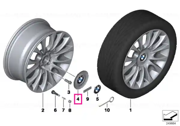 Hub cap, silver D=158MM - BMW Premium