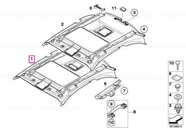 Nu rata Headlining, lift-up & slide-back sunroof ALASKAGRAU - BMW