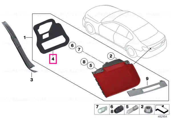 Reducere Garnitură spate lumină capotă dreapta - BMW