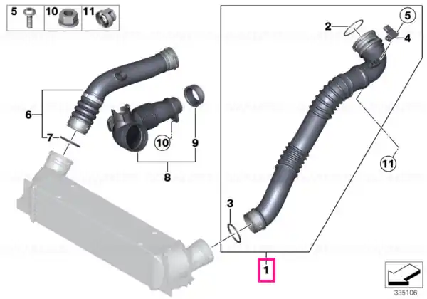 Retur ușor Charge-air duct - BMW
