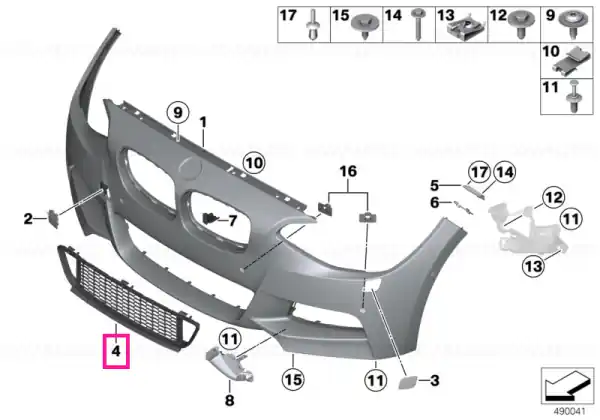 Grille, bumper, middle front - BMW Preț redus