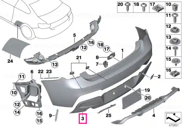 Livrare rapidă Insert bara protecție spate M - BMW