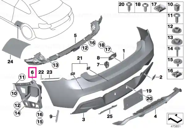 Livrare gratuită Guide for bumper, side, right - BMW