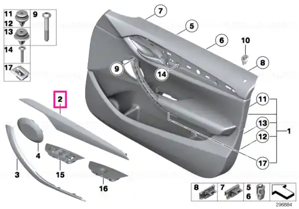 Lichidare de stoc Ornament usa lemn Fineline Wave dreapta - BMW