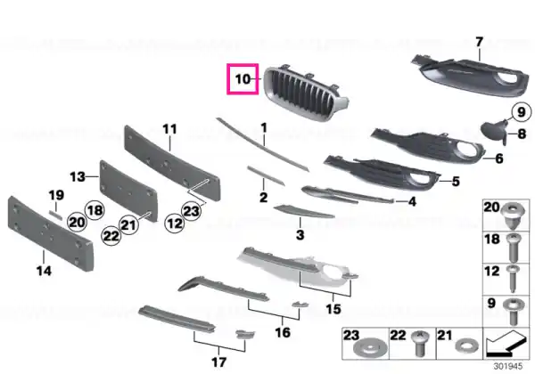 Nu rata Grille, front, left BASIS - BMW
