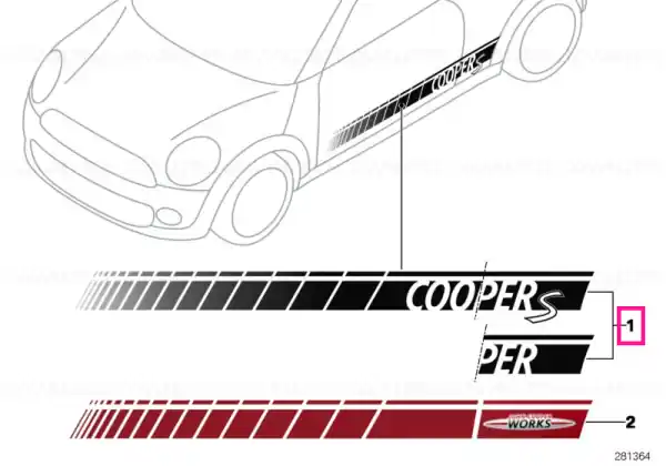 Side stripes, black COOPER/COOPER S - BMW - Mini Ofertă limitată