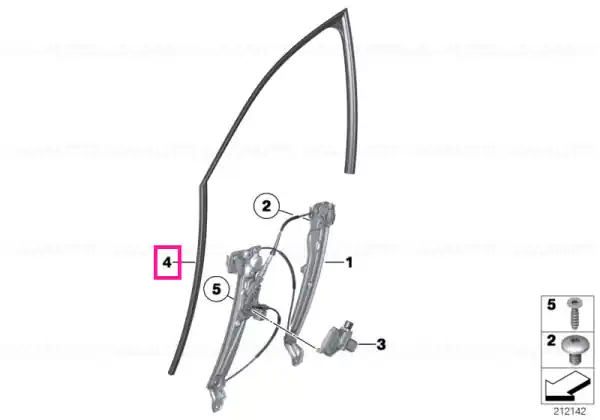 Window guide, right front door - BMW Retur ușor