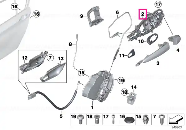 Carrier, outside door handle, front left - BMW Retur gratuit