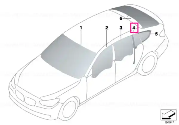 Side window,green fixed,left rear door SSG - BMW Super ofertă