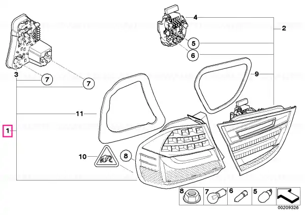 Reducere de preț Rear light in the side panel, left - BMW