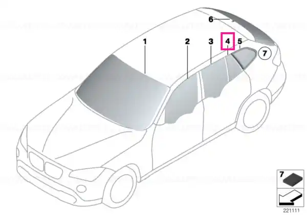 Cumpărături sigure Fixed door window, black, left - BMW