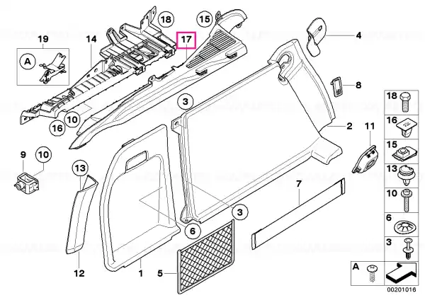 Left rear lugg.compartment railing SCHWARZ - BMW Reducere specială