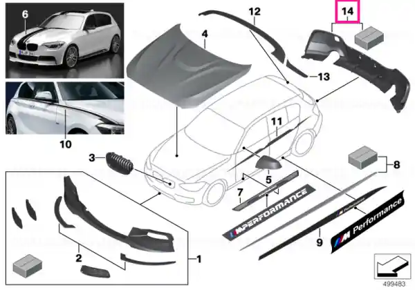 Rear diffusor, matt black M PERFORMANCE - BMW Retur gratuit