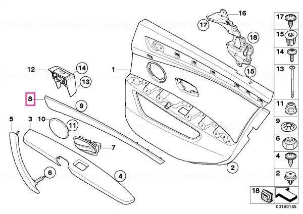 Decorative strip, door rear right GRAU - BMW Cumpărături sigure