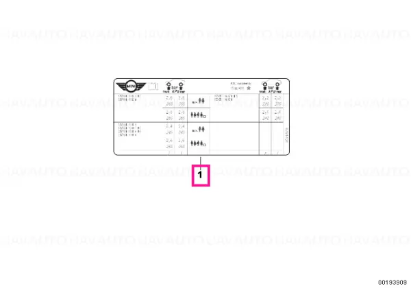 Label "tire pressure" MY10 - BMW - Mini Bestseller