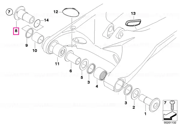 Transport gratuit Bearing pin, right - BMW Motorrad
