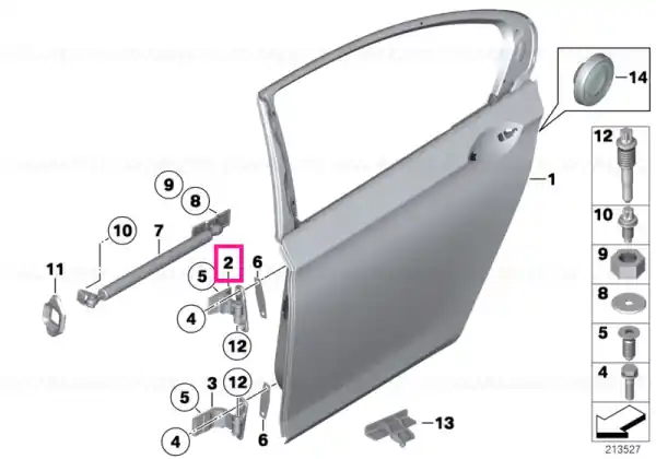 Chilipir Right upper rear door hinge - BMW
