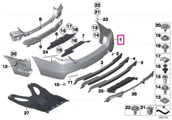 Panel, bumper, painted, rear CODE - UNI/MET. - BMW Cumpărături sigure