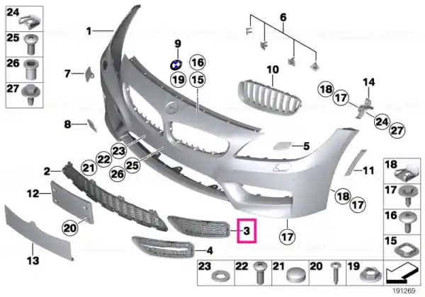 Grid lateral right -M- - BMW Comandă acum