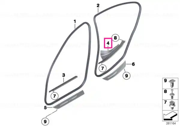 Door sill strip rear left GRAU - BMW Livrare expres