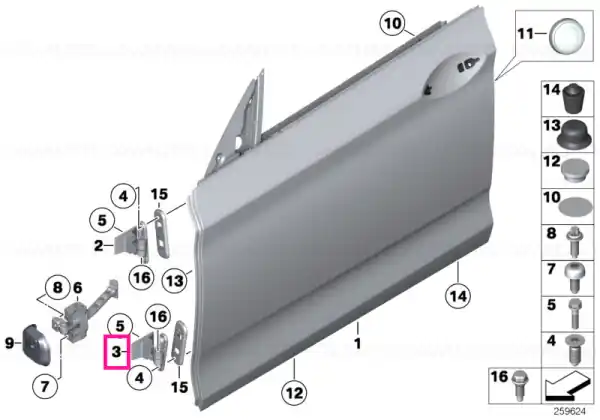 Left lower front door hinge - BMW Calitate înaltă