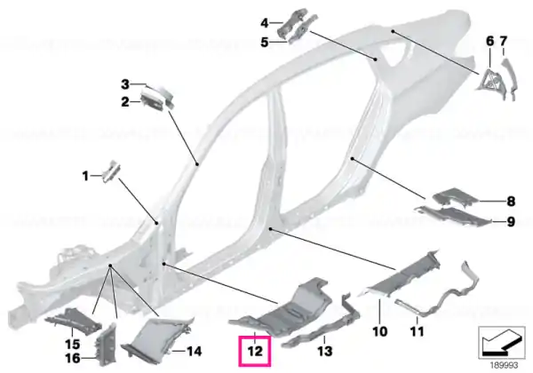 Retur ușor Moulded part column A, bottom int. left - BMW