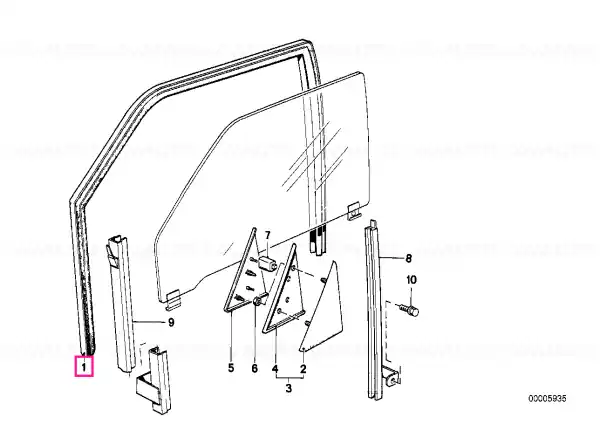 Expediere rapidă Right One-piece window guide - BMW