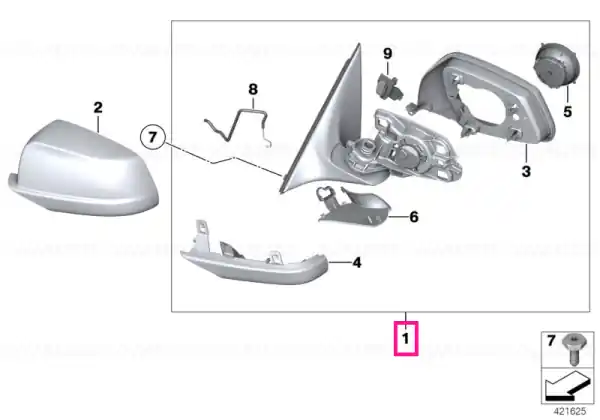 Exterior mirror, no lens, heated, left SHADOW-LINE - BMW Reducere de preț