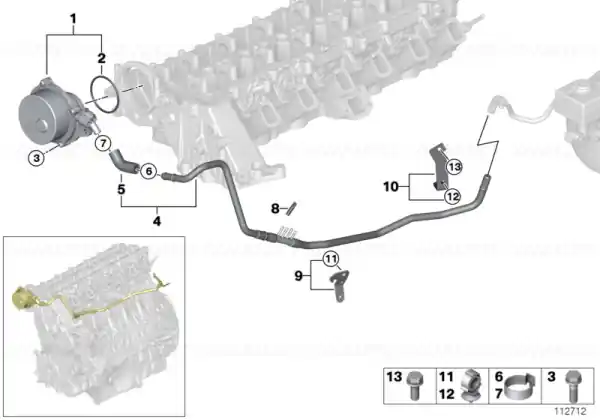 Plată sigură Furtun pompa vacuum BMW Seria 3 E46 E90 E91 E92; X3 E83