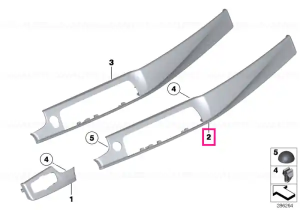 Trim I-panel cenuşă pasager PERLGLANZ PERLGLANZ CHROM - BMW Reducere specială