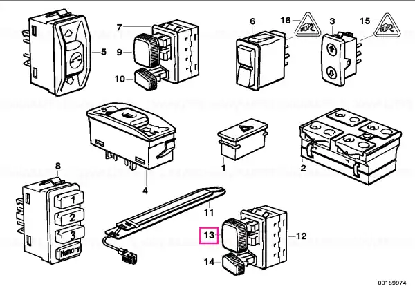 Calitate înaltă Button seat adjusting rear - BMW