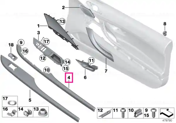 Garnitura ușă aluminiu finisat, stânga - BMW Cel mai bun preț