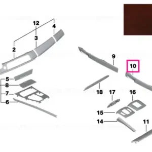Wooden strip, door rear right PLATANE-ROTBR. - BMW Doar azi