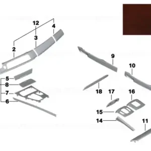 Wood panel, instrument panel, left PLATANE-ROTBR. - BMW Reducere extra