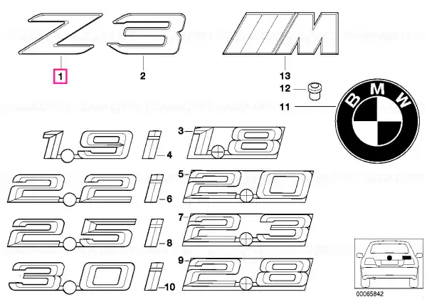 Premium Emblem aderat spate -Z- - BMW