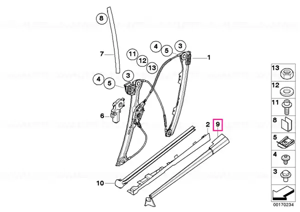 Plată securizată Garnitură weatherstrip exterioară stâng - BMW