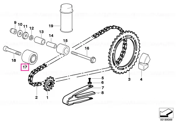 Retur ușor Scripete tensionare lanț DI=8MM - BMW Motorrad
