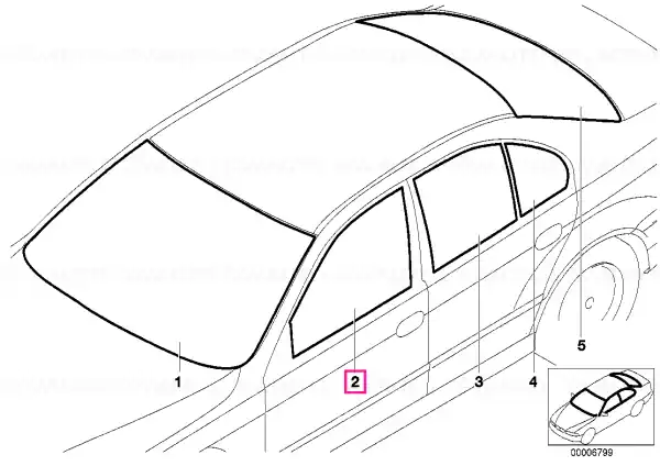 Doar azi Geam lateral verde dreapta - BMW