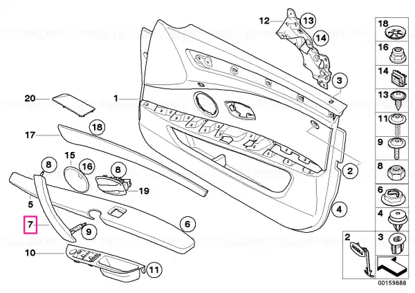 Interior handle, leather right GRAU - BMW Super ofertă