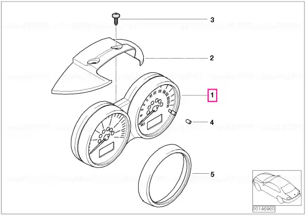 Preț mic Speedometer and rev.counter,strng column KM/H SILBER - BMW - Mini