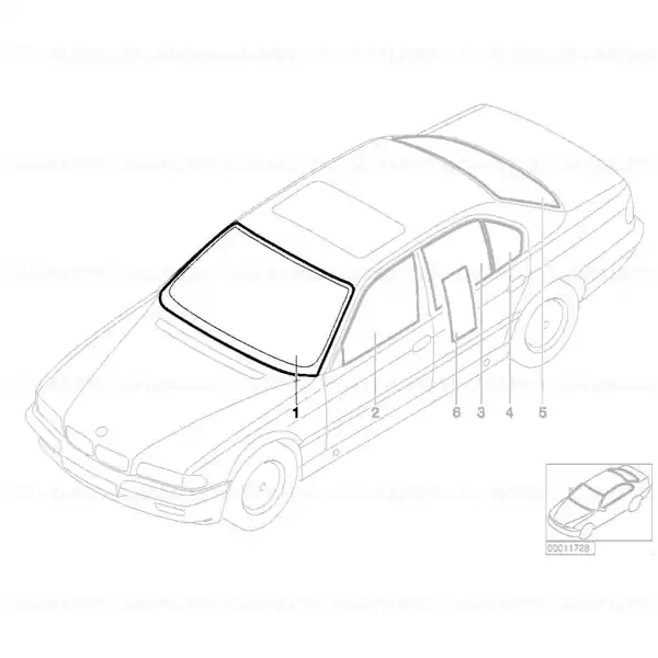 Parbriz cu parasolar verde BMW Seria 7 E38 Cumpără acum