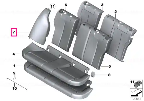 Side finisher cloth, left ANTHRAZIT - BMW Discount