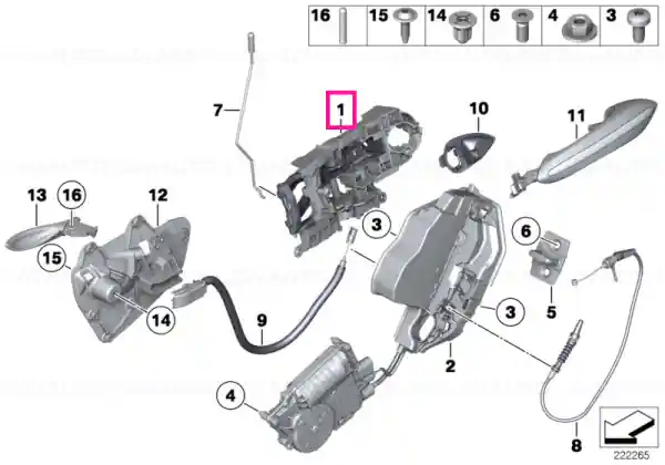 Carrier, outside door handle, right - BMW Bestseller